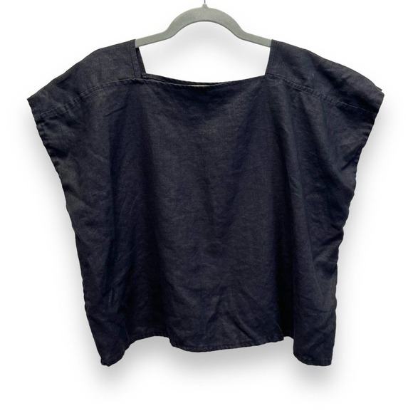 Elegant Black linen Women's Blouse - Picture 1 of 8